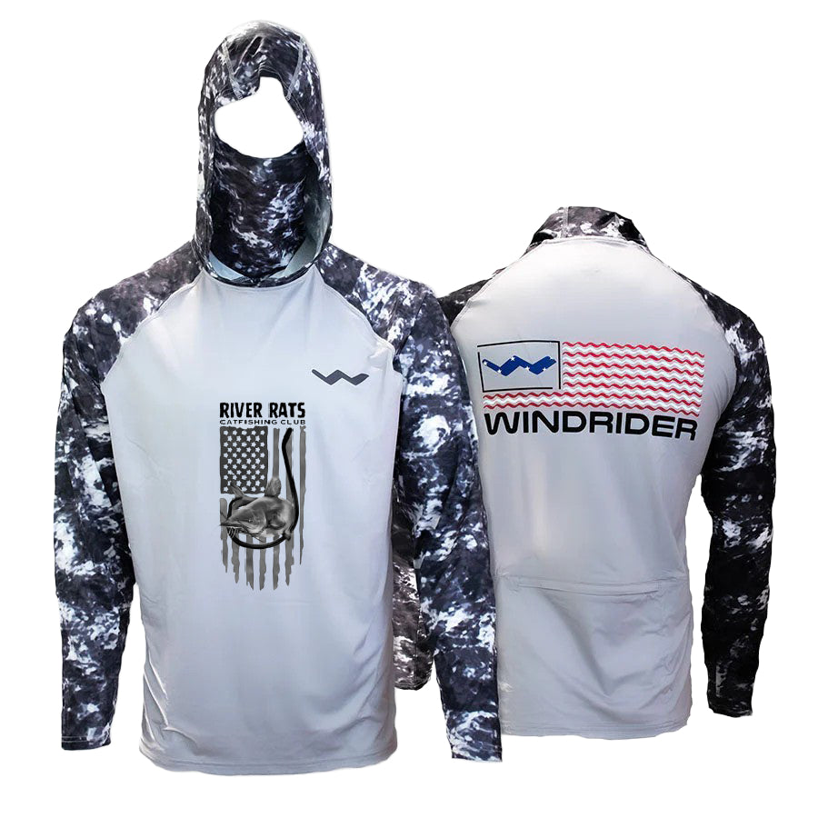 River Rats Catfishing Club Atoll Fishing Shirt - Grey - WindRider