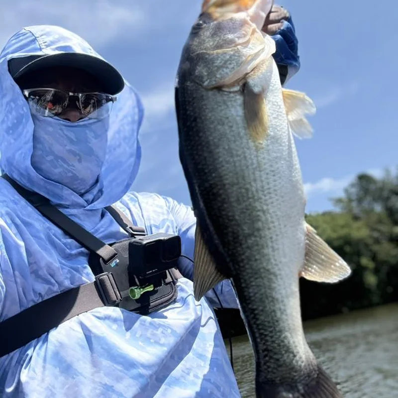 WindRider Hooded Helios fishing shirt with gaiter face mask for sun protection
