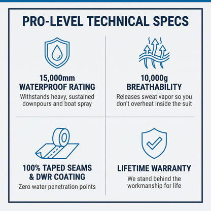 Pro All Weather Rain Gear Set - Technical Specifications Grid [fishing-only]