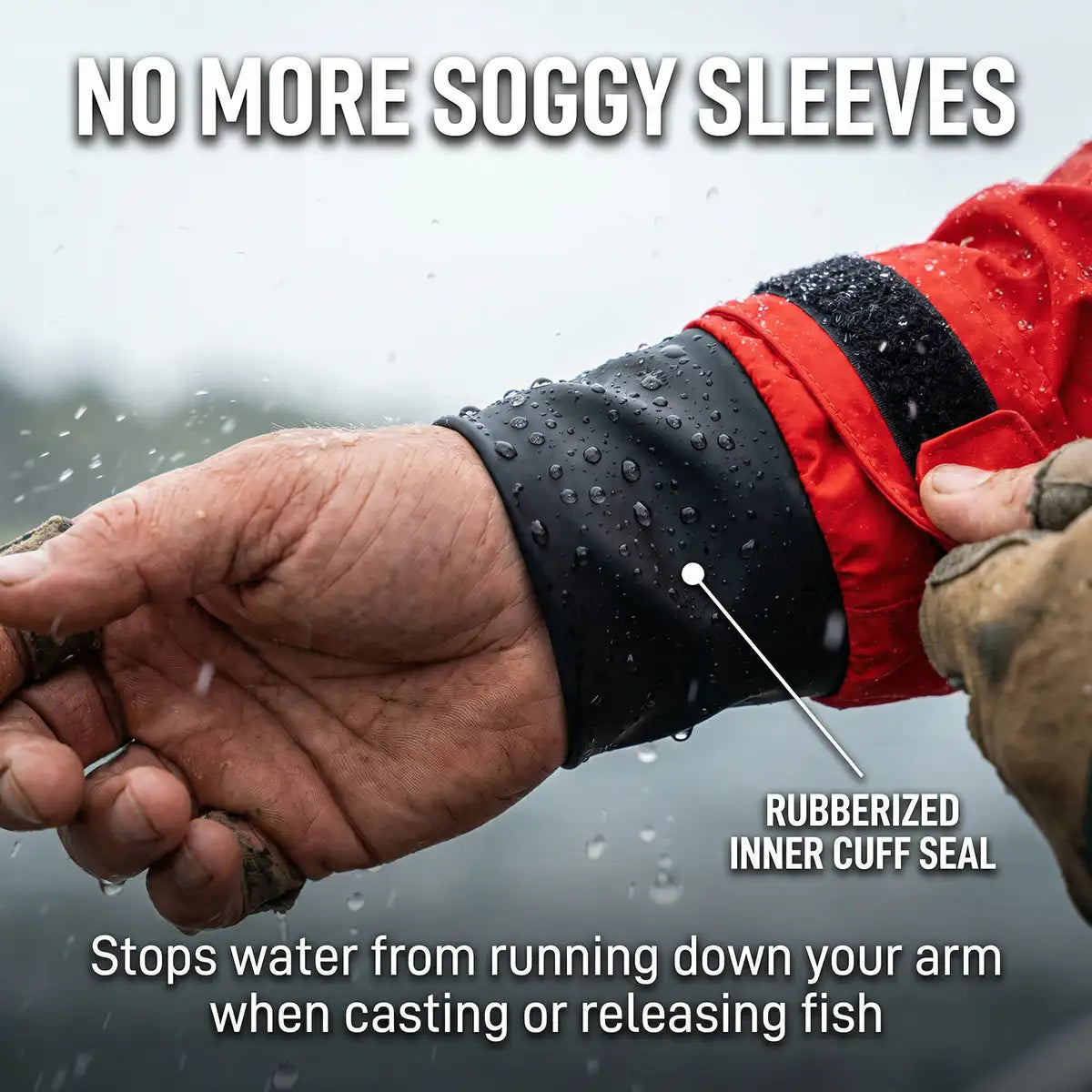WindRider Rain Jacket Inner Cuff protects your sleeves [fishing-only]