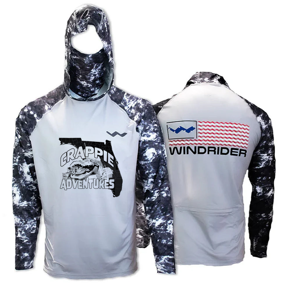 Crappie Adventures Atoll Fishing Shirt - Grey - WindRider