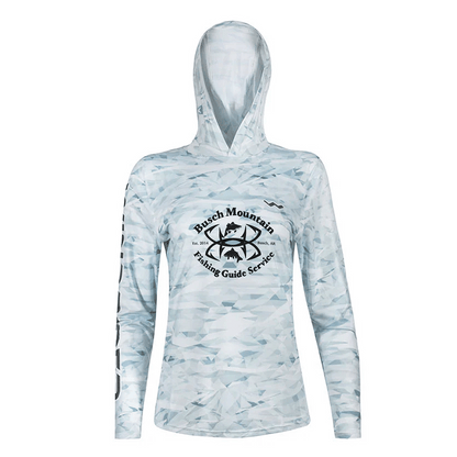 Women's Busch Mountain Fishing Guide Service HELIOS™ Hooded Sun Shirts - Hooded - Camo - WindRider