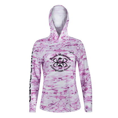 Women's Busch Mountain Fishing Guide Service HELIOS™ Hooded Sun Shirts - Hooded - Camo - WindRider