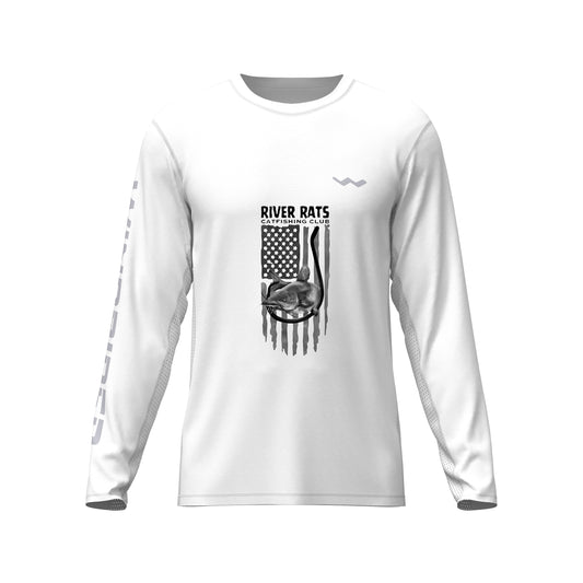 River Rats Catfishing Club Helios Fishing Shirt - White - WindRider