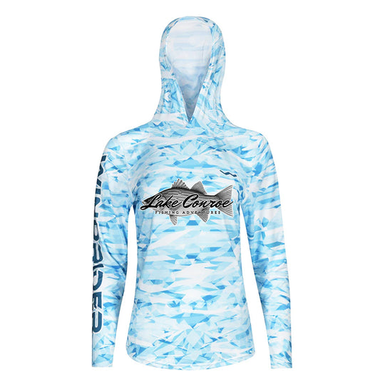 Women's Lake Conroe HELIOS™ Hooded Sun Shirts - Hooded - Blue - WindRider