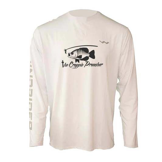 The Crappie Preacher Helios Fishing Shirt - White - WindRider