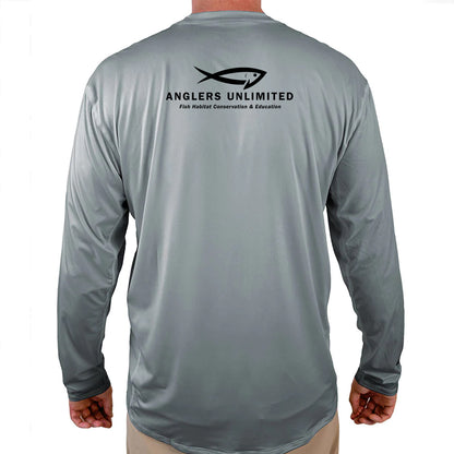 Anglers Unlimited Fish Habitat Conservation & Education Helios Fishing Shirt - Grey - WindRider