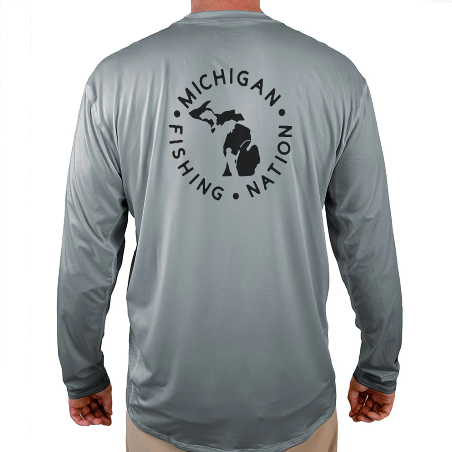 Michigan Fishing Nation TV Helios Fishing Shirt - Grey - WindRider