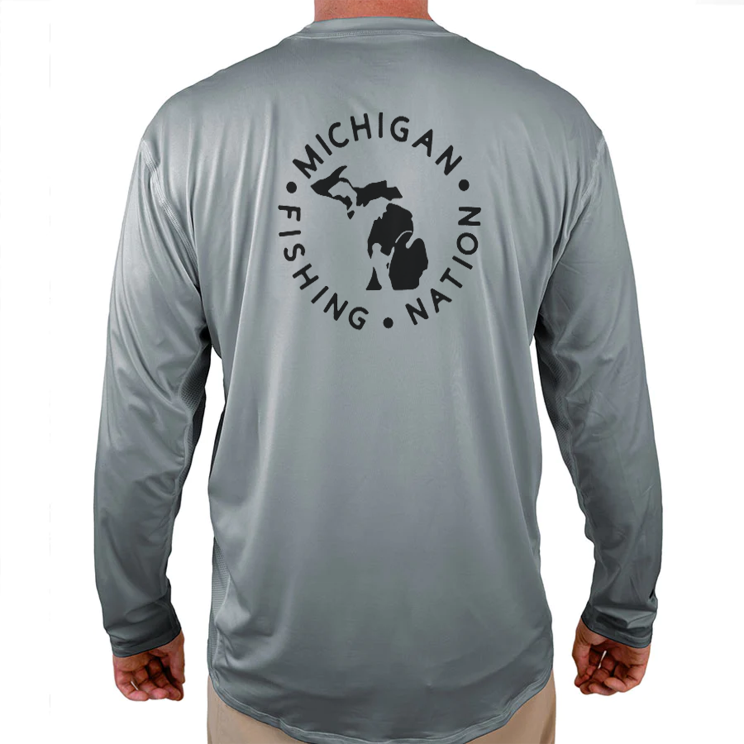 Michigan Fishing Nation TV Helios Fishing Shirt - Grey - WindRider