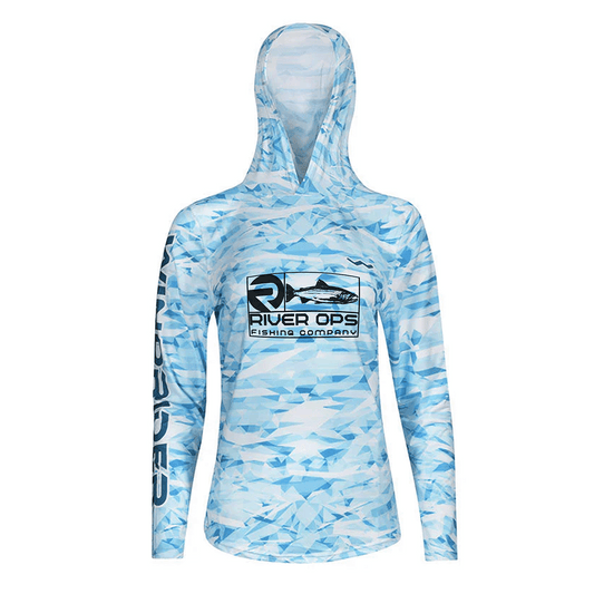 Women's River Ops Fishing Company HELIOS™ Hooded Sun Shirts - Hooded - Camo - WindRider