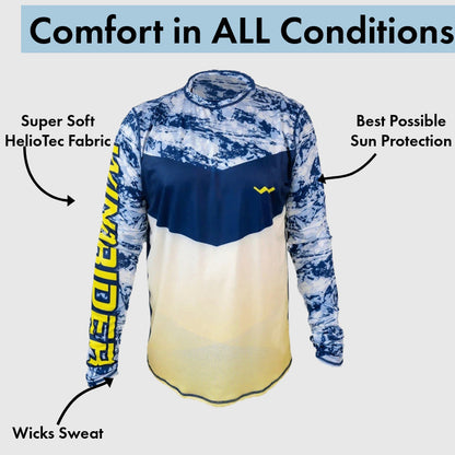 Arctic spring mint green long sleeve shirt with sun protection callouts