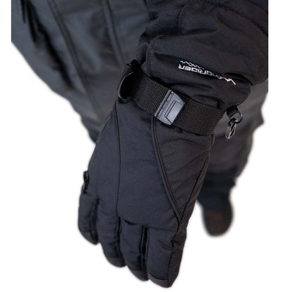 Detail of insulated ice gear gear showing waterproof construction and features