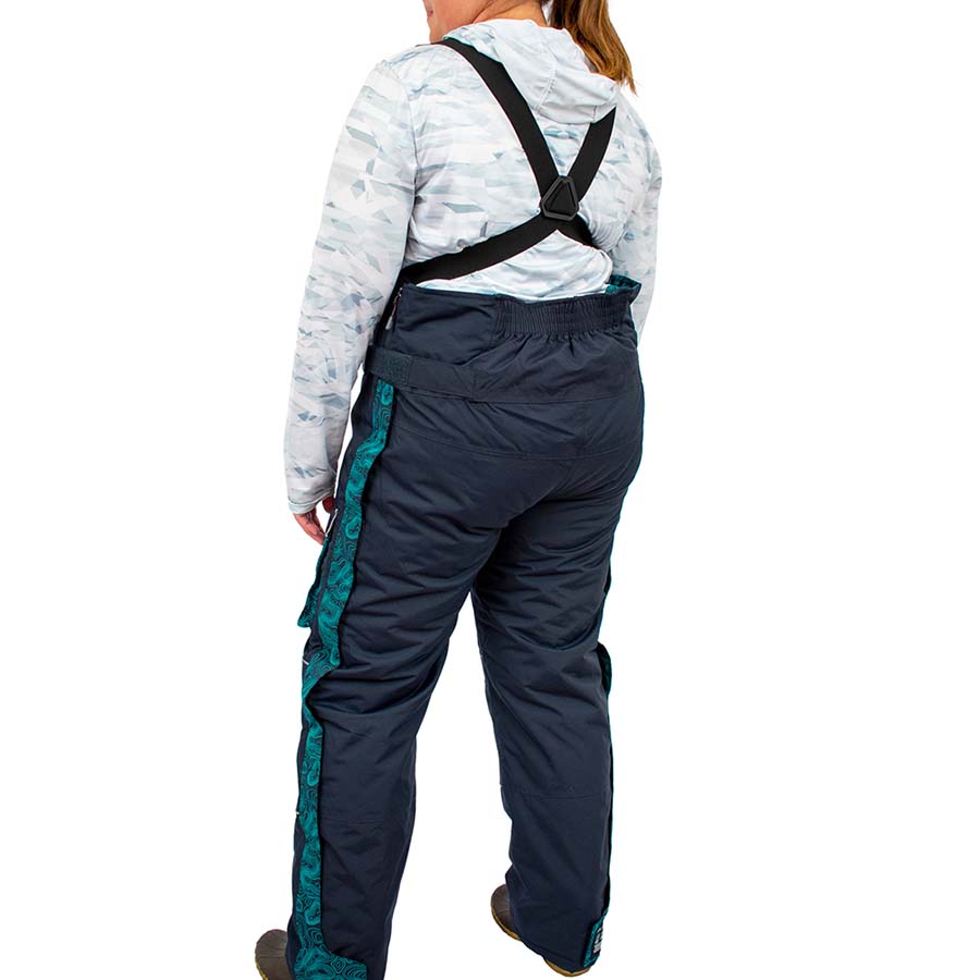 Detail of insulated ice gear gear showing waterproof construction and features