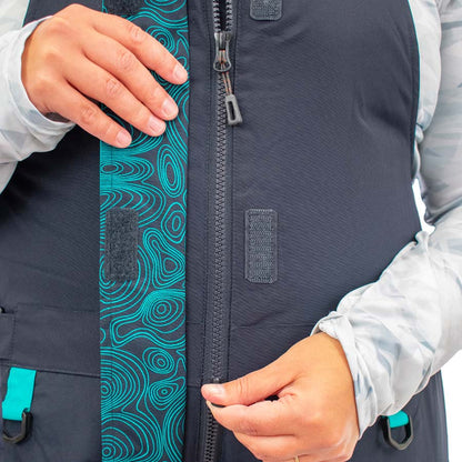 Insulated waterproof ice gear bibs showing functional design features
