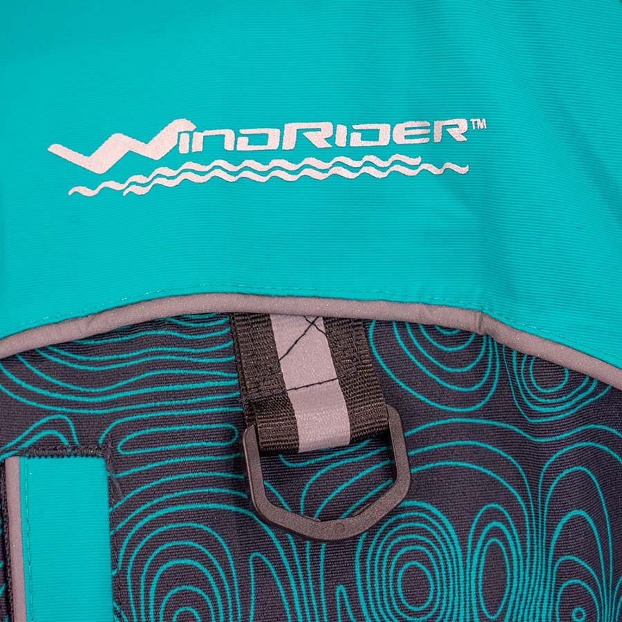 Insulated ice gear jacket detail showing durable construction
