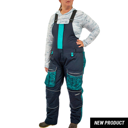 Detail view of insulated ice gear jacket showing insulation and pocket features