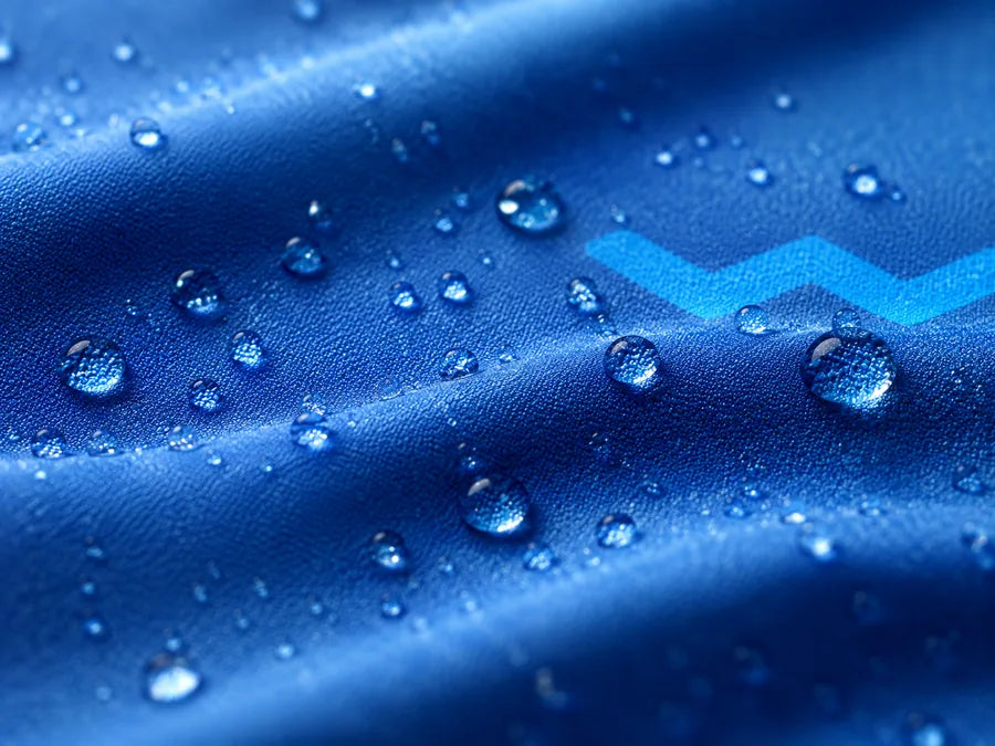Water beading on the surface of Helios fabric.